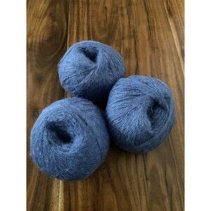 3 Skeins Kid Mohair Blue 180g #398